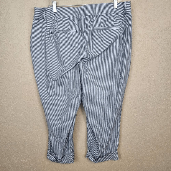 Lane Bryant Blue and White Vertical Stripe Lena Cropped Pants Size 18 (3066) - Picture 2 of 6